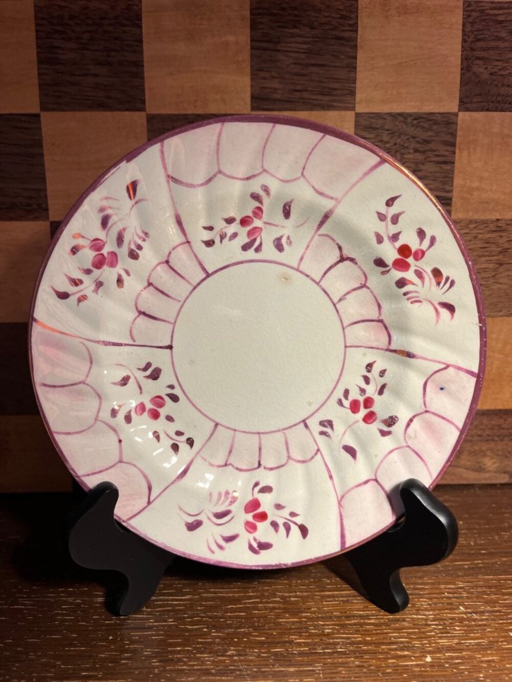 Staffordshire Pink Lusterware Plate England A734